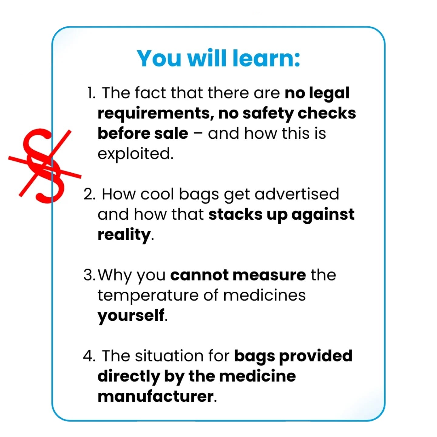 4 Myths about medicine cooler bags: no legal requirements, no safety checks, reality differs from marketing claims, you cannot measure your medication yourself