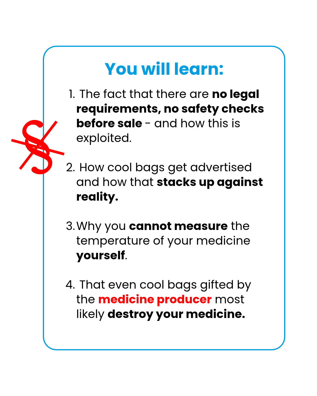 4 myths you will learn 4 myths about medicine cool bags - no legal requirements, reality of advertisement claims, you cannot measure the medicine yourself, cool bags of medicine producers most likely destroy your medicine.